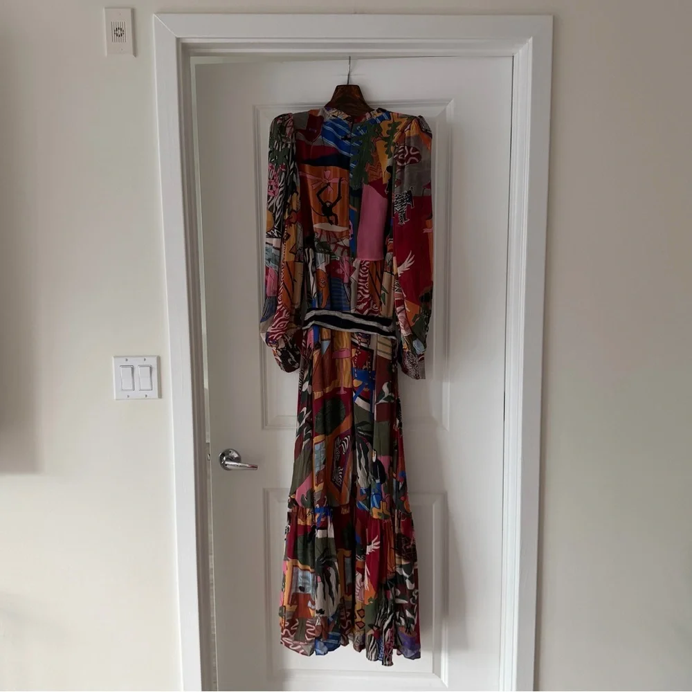 Farm Rio Tropical Multicolor Long Sleeve Maxi Dress - Picture 8 of 8